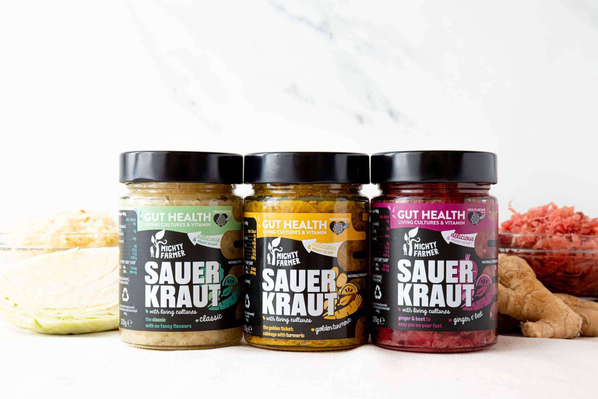 Alimentación saludable con las verduras fermentadas naturalmente de Mighty Farmer
