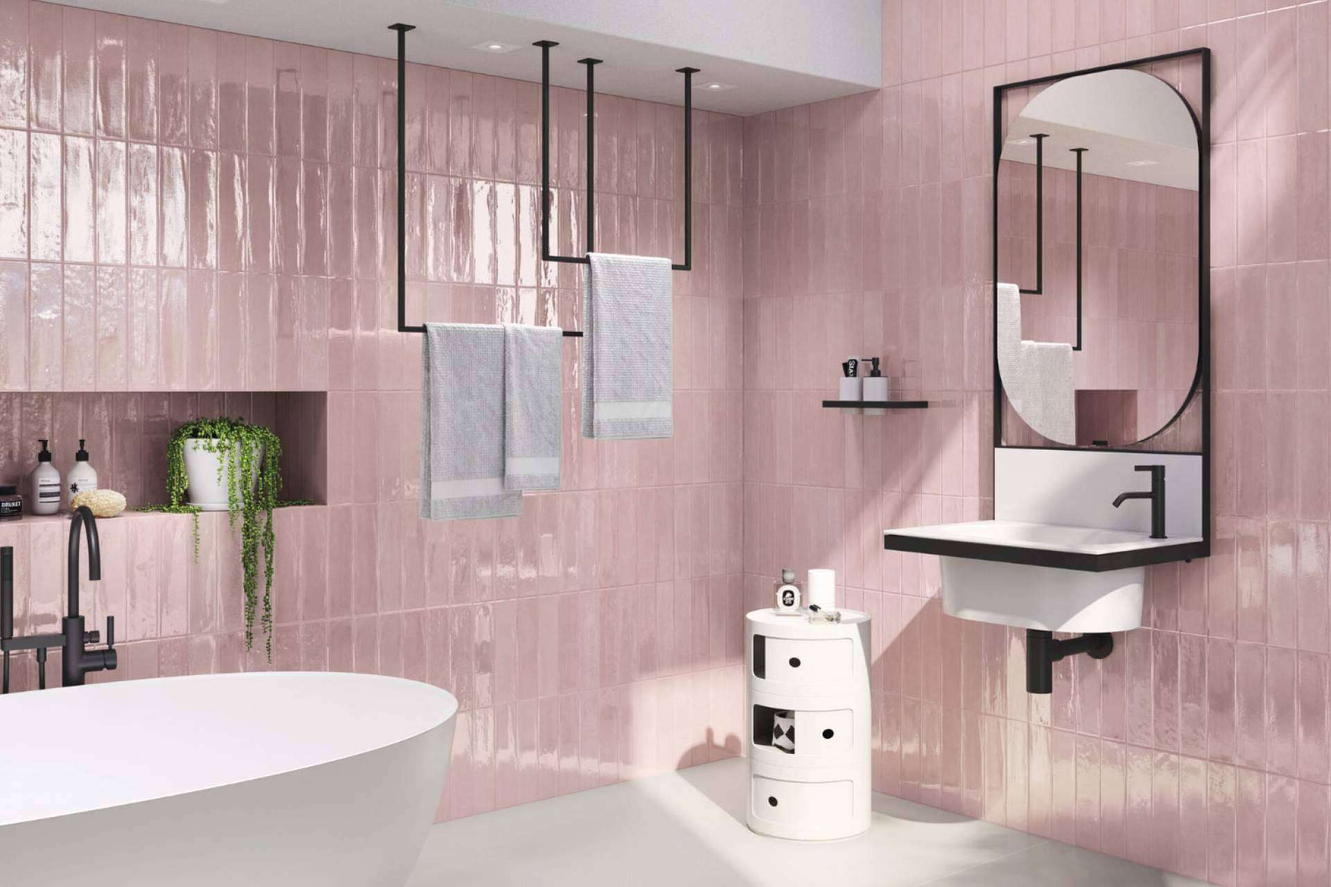Duritti Cerámica permite atreverse a instalar azulejos rosas en cocinas y baños