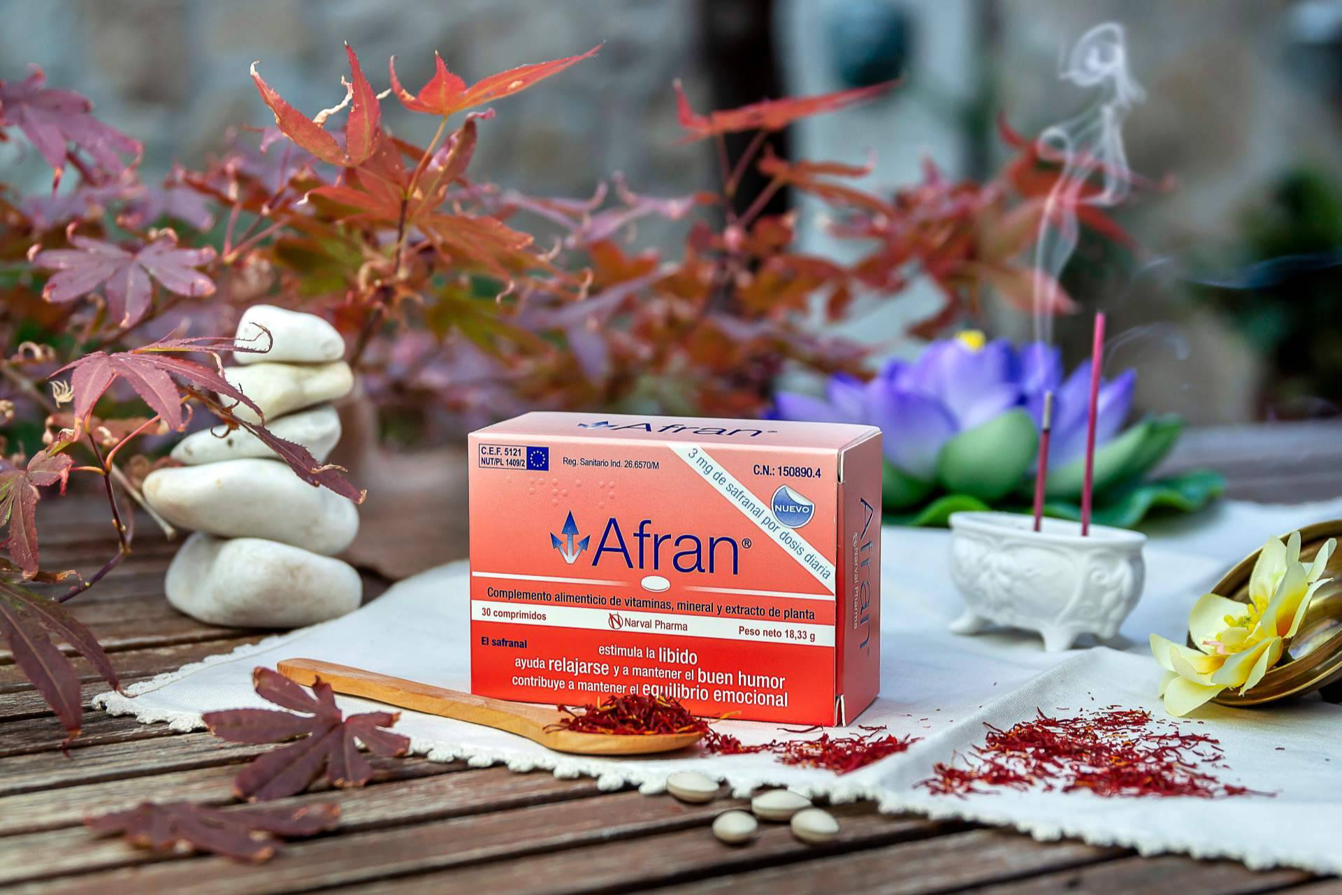 Afran, equilibrio emocional para todas las edades; extracto de azafrán con respaldo de Narval Pharma