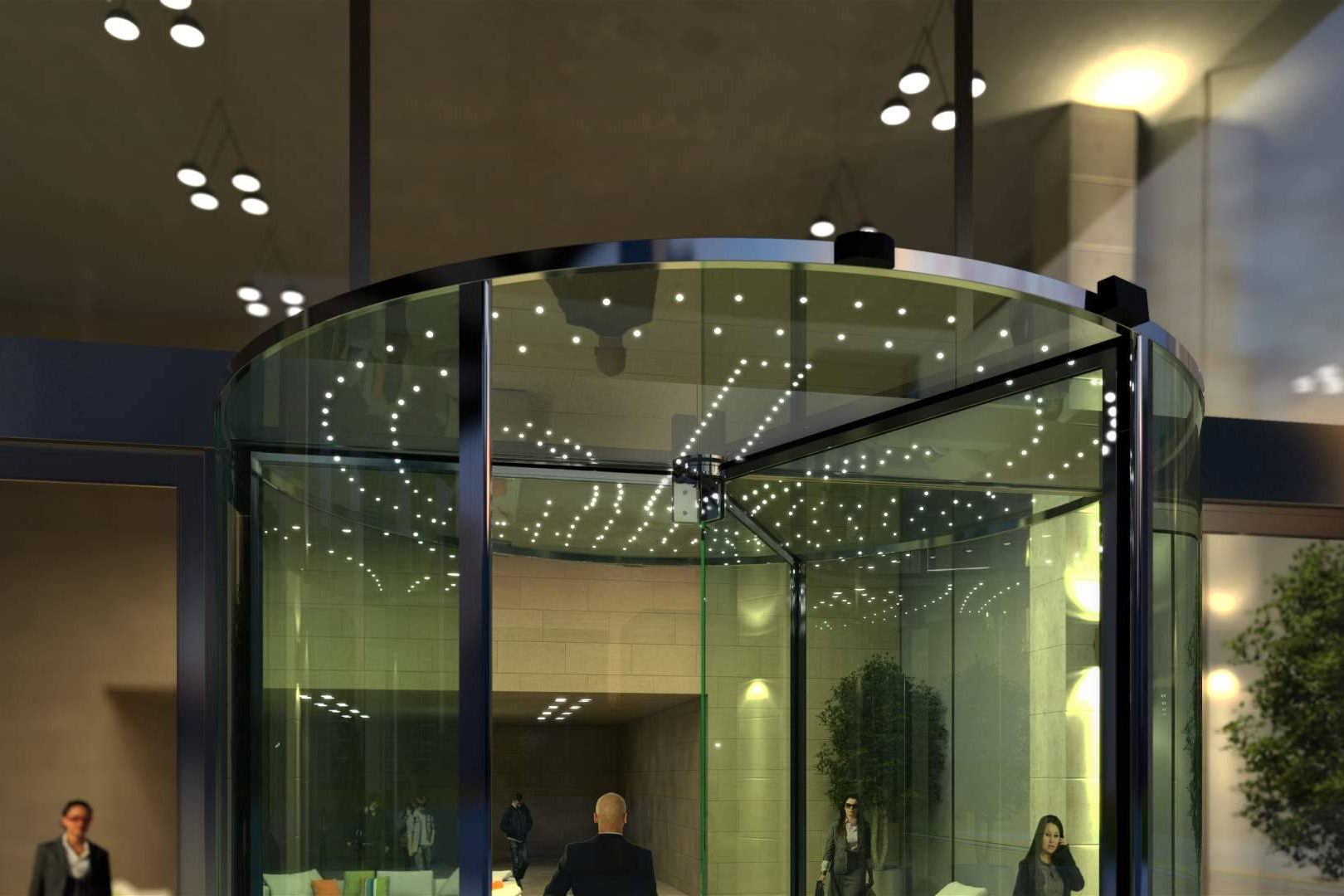 Puertas giratorias ASSA ABLOY; soluciones de acceso que combinan seguridad, confort y eficiencia energética